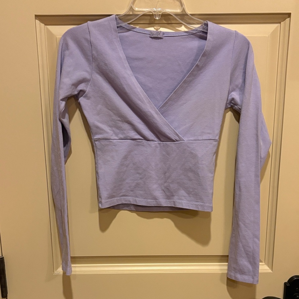 Brandy Melville Lavender Wrap-Front Long Sleeve Top
